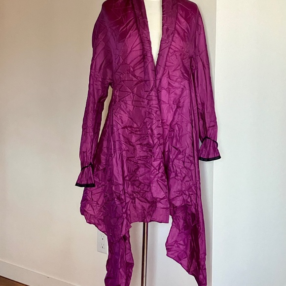 MARIE SAINT PIERRE designer, long fuchsia asymetrical cardigan, size small - Picture 1 of 12